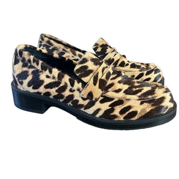 Stuart Weitzman Palmer Bold Penny Loafer Calf Hair Leopard Print NEW Size 7.5 - Picture 5 of 13